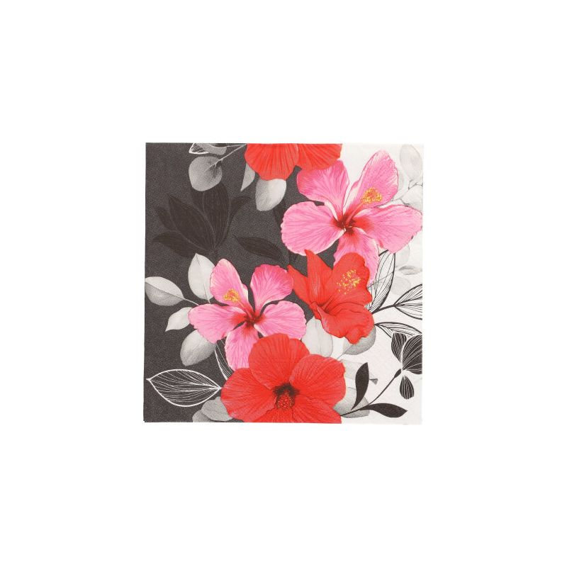 Servietten, 3-lagig 1/4-Falz 33 x 33 cm "Hibiscus" - Bild 1