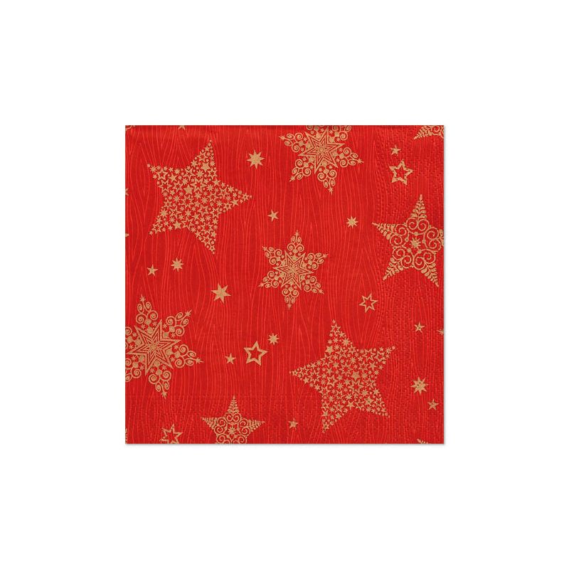 Servietten, 3-lagig 1/4-Falz 33 x 33 cm rot "Christmas Shine" - Bild 1