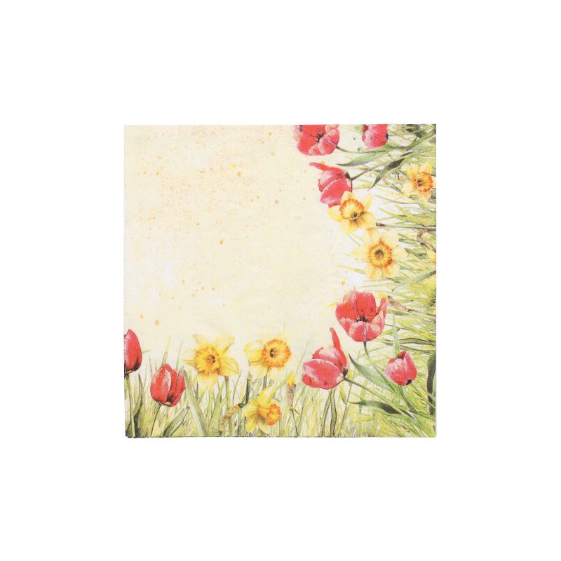 Servietten, 3-lagig 1/4-Falz 40 x 40 cm "Tulips & Daffodils" - Bild 1