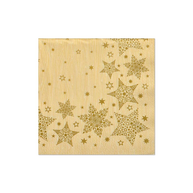 Servietten, 3-lagig 1/4-Falz 40 x 40 cm creme "Christmas Shine" - Bild 1