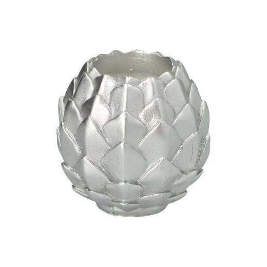 Bougie boule Ø 10 cm argent "Pine Cone" 1