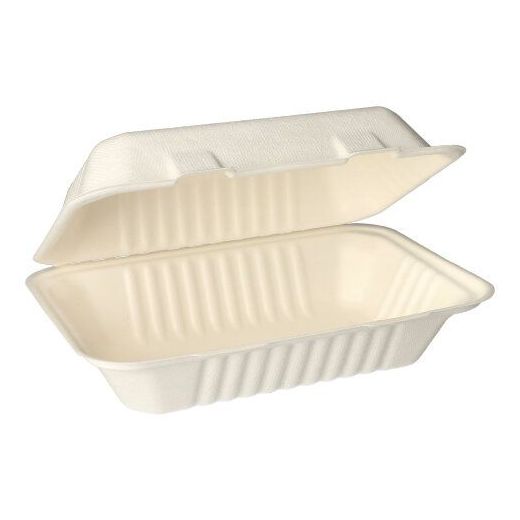 Boîtes repas, canne à sucre "pure" sans compartiments 7,9 cm x 15,5 cm x 23 cm blanc 1