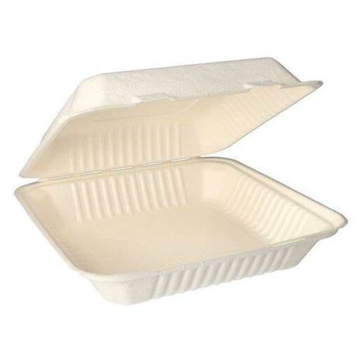 Boîtes repas, canne à sucre "pure" sans compartiments 8 cm x 25,5 cm x 25,5 cm blanc 1