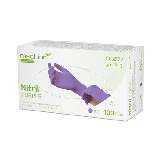 "Medi-Inn® Classic" Gants, Nitrile, sans poudre violet "Nitril Purple" Taille M 1