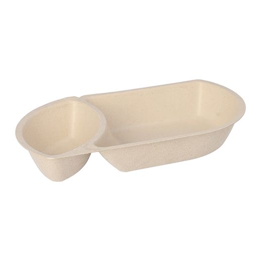 Barquettes snack canne à sucre 2 compartiments 3,6 cm x 12,4 cm x 22,4 cm naturel 1