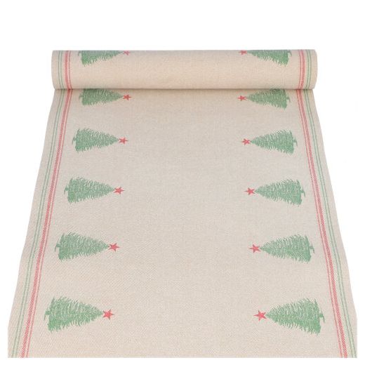 Chemin de table, aspect tissu, PV-tissu "ROYAL Collection" 3 m x 40 cm "Christmastree with Star" 1