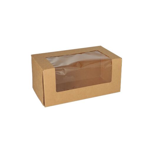 Boîte à gâteaux, carton rectangulaire 10 cm x 22 cm x 12 cm avec fenêtre transparente en PLA 1