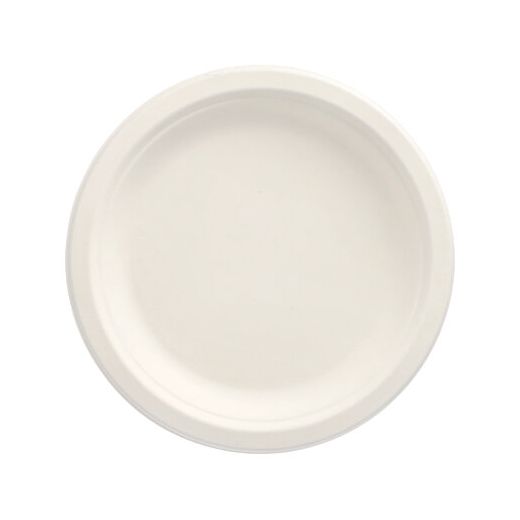 Assiettes en canne à sucre "pure" sans compartiments Ø 18 cm · 2 cm blanc 1