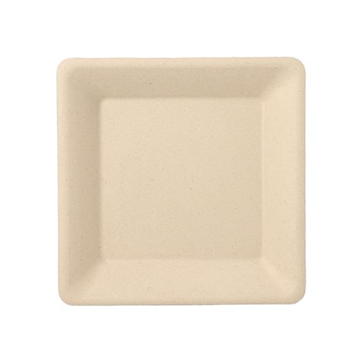 Assiettes en canne à sucre "pure" rectangulaire 15,5 cm x 15,5 cm naturel 1