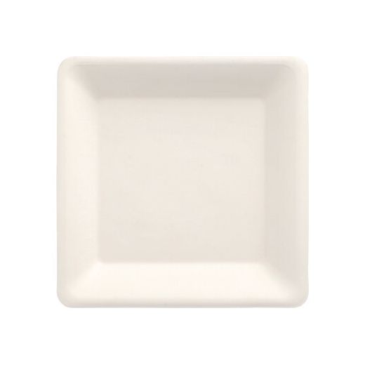 Assiettes en canne à sucre "pure" rectangulaire 15,5 cm x 15,5 cm blanc 1