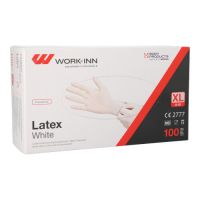 "WORK-INN" Gants en latex, poudrés "White" blanc-nature Taille XL