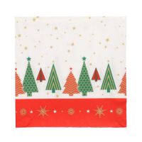 Serviettes, 3 plis pliage 1/4 33 cm x 33 cm "Plain Christmas Trees"