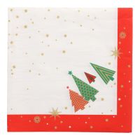 Serviettes, 3 plis pliage 1/4 40 cm x 40 cm "Plain Christmas Trees"