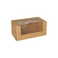 Boîte à gâteaux, carton rectangulaire 10 cm x 22 cm x 12 cm avec fenêtre transparente en PLA