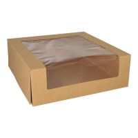 Boîte à gâteaux, carton rectangulaire 10 cm x 30 cm x 30 cm avec fenêtre transparente en PLA