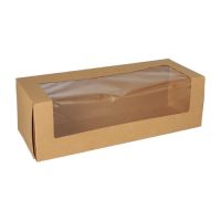 Boîte à gâteaux, carton rectangulaire 10 cm x 32 cm x 12 cm avec fenêtre transparente en PLA