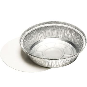 Barquettes aluminium avec couvercle en carton laminé, PE rond 1 l Ø 23 cm · 4,4 cm