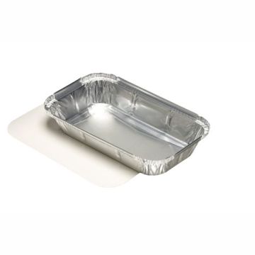 Plats en aluminium avec couvercles en carton laminé PP rectangulaire 0,65 l 3,4 cm x 13 cm x 22 cm pour lasagne