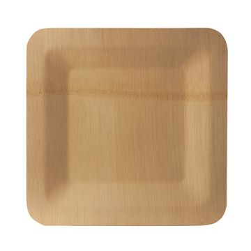 Assiettes, en bambou "pure" rectangulaire 1,5 cm x 25,5 cm x 25,5 cm