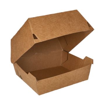 Boites hamburger en carton 12,5 cm x 12,5 cm marron "100% Fair" grand format