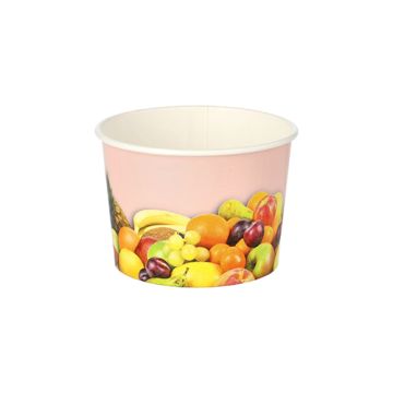 Pots à glace, en carton rond 150 ml Ø 7,7 cm · 5,5 cm "Fruits"