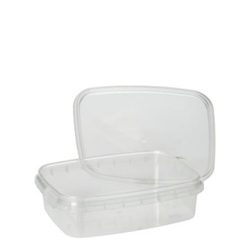 Pots alimentaires, PP rectangulaire 150 ml 2,9 cm x 8,6 cm x 10,9 cm transparent à fermeture originale