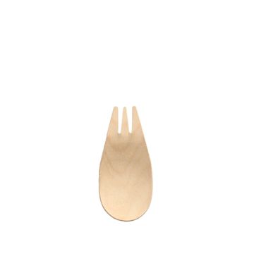 Fourchette et cuillère "2 en 1" "Fingerfood", bois "pure" 8,2 cm