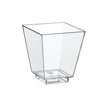 Mise en bouche - verrine, PS rectangulaire 50 ml 5 cm x 4,5 cm x 4,5 cm transparent