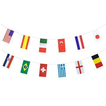 Guirlande de drapeaux, papier 10 m "32 Nations" ininflammable