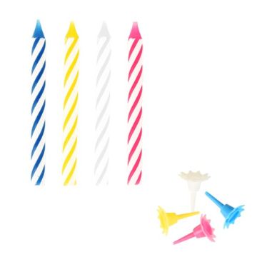 Bougies d´anniversaire avec support 6 cm couleurs assorties