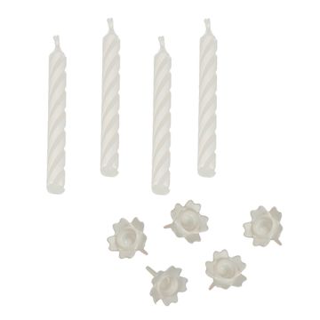 Bougies d´anniversaire avec support 6 cm blanc