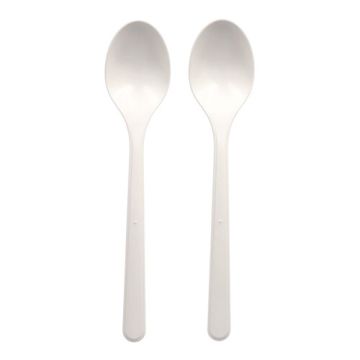 Cuillères (réutilisables) ,  PP 18,5 cm blanc très résistant