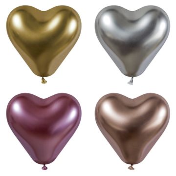 Ballons Ø 28 cm couleurs assorties "Glossy Heart" grande