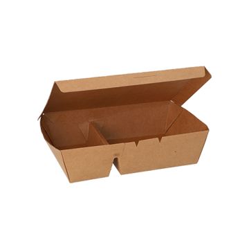 Panier-repas, carton 2 compartiments 450 ml 5 cm x 11 cm x 16,8 cm marron