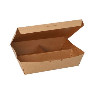 Panier-repas, carton 3 compartiments 600 ml 5 cm x 14,8 cm x 18,3 cm marron