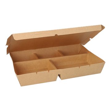 Panier-repas, carton 5 compartiments 900 ml 4,2 cm x 17 cm x 25,5 cm marron