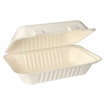 Boîtes repas, canne à sucre "pure" sans compartiments 7,9 cm x 15,5 cm x 23 cm blanc