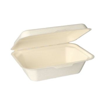 Boîtes repas, canne à sucre "pure" sans compartiments 6 cm x 18 cm x 12,5 cm blanc