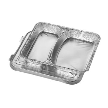 Plat en aluminium, avec couvercle 2 compartiments 0,83 l 3 cm x 17,7 cm x 22,5 cm