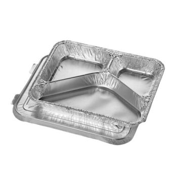 Plat en aluminium, avec couvercle 3 compartiments 0,76 l 3 cm x 17,7 cm x 22,5 cm