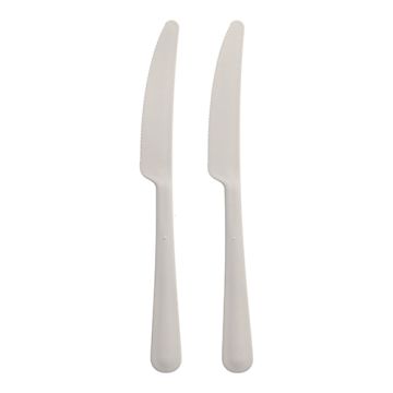 Couteaux (réutilisables) PP 19,7 cm blanc, très résistant, en boîte distributrice