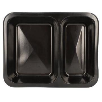 Plat à micro-ondes, PP 2 compartiments 1205 ml 4,9 cm x 22,7 cm x 17,8 cm noir