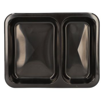 Plat à micro-ondes, PP 2 compartiments 866 ml 3,2 cm x 22,7 cm x 17,8 cm noir