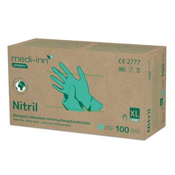 "Medi-Inn® GREEN" Gants, Nitrile, sans poudre vert taille XL, biodégradable