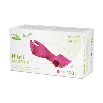 "Medi-Inn® Classic" Gants, Nitrile, sans poudre magenta "Nitril Magenta" Taille L