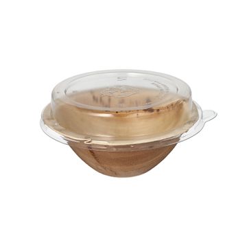 Coupelles, Feuille de palmier rond 300 ml Ø 15 cm · 8,3 cm avec couvercles rPET transparents