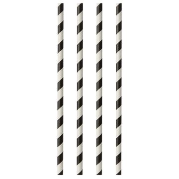 Pailles en papier Ø 6 mm · 29 cm noir/blanc "Stripes"