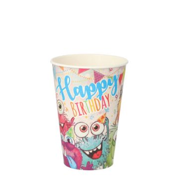 Gobelets, carton 0,2 l Ø 7 cm · 9,7 cm coloré "Funny Monsters"