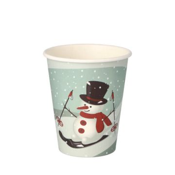 Gobelets, carton "To Go" 0,2 l Ø 8 cm · 9,2 cm, vert "Snowman"