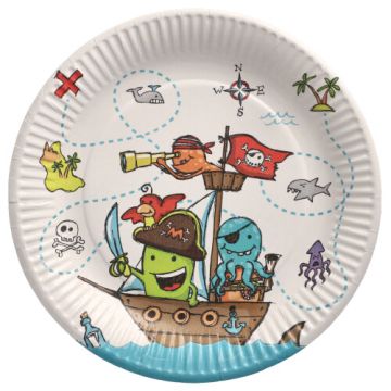 Assiettes, carton rond Ø 23 cm "Pirate Crew"